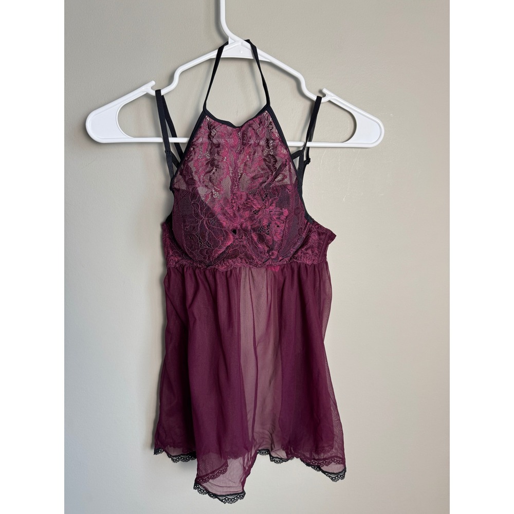 La Senza Lace Halter Babydoll Lingerie Chemise Nightie Goth Coquette Romantic XS